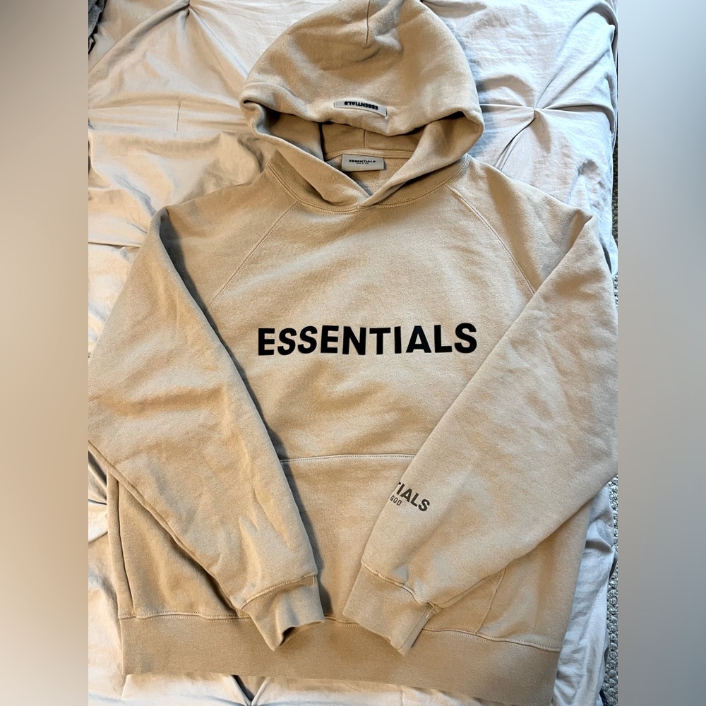 Essentials FOG Hoodie / tan / small oversized